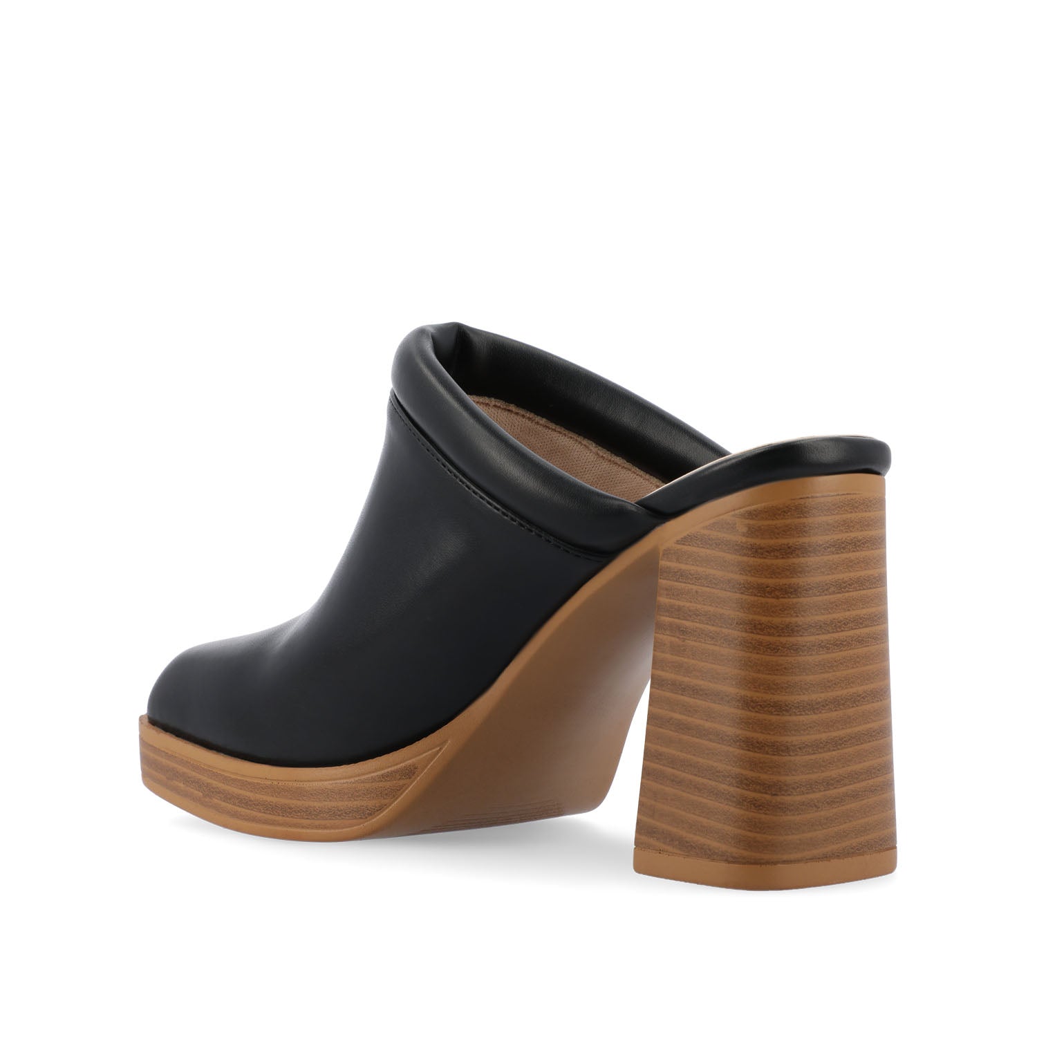 IZARA BLOCK HEELED MULES IN VEGAN LEATHER - Black