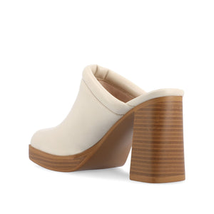 IZARA BLOCK HEELED MULES IN VEGAN LEATHER - Off White