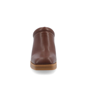 IZARA BLOCK HEELED MULES IN VEGAN LEATHER - Brown