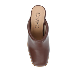 IZARA BLOCK HEELED MULES IN VEGAN LEATHER - Brown