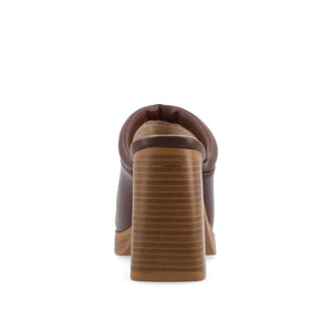 IZARA BLOCK HEELED MULES IN VEGAN LEATHER - Brown