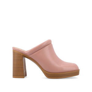 IZARA BLOCK HEELED MULES IN VEGAN LEATHER - Pink