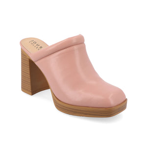 IZARA BLOCK HEELED MULES IN VEGAN LEATHER - Pink