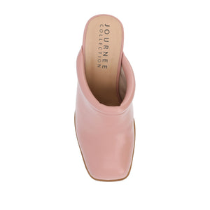 IZARA BLOCK HEELED MULES IN VEGAN LEATHER - Pink