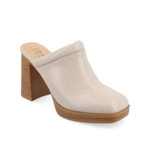 IZARA BLOCK HEELED MULES IN VEGAN LEATHER - Taupe