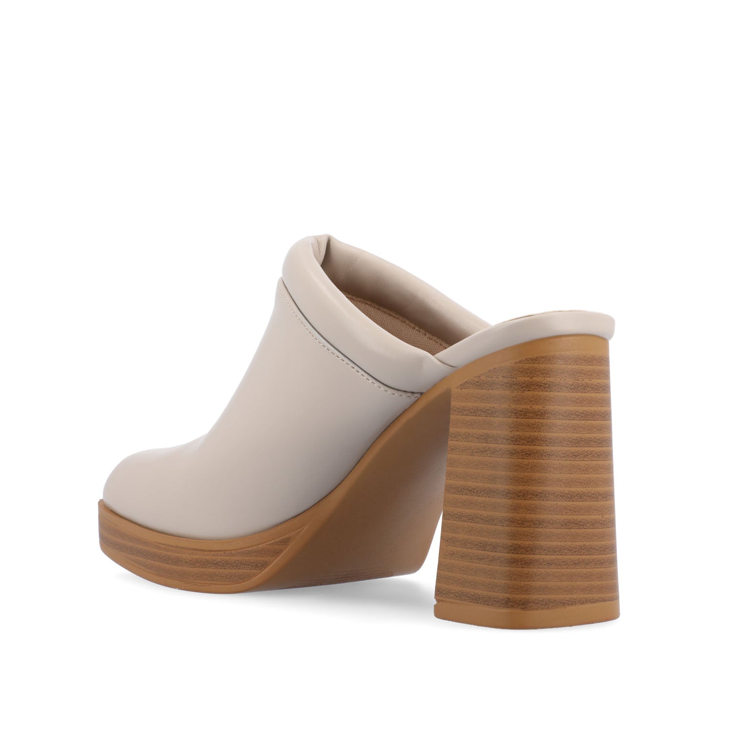 IZARA BLOCK HEELED MULES IN VEGAN LEATHER - Taupe