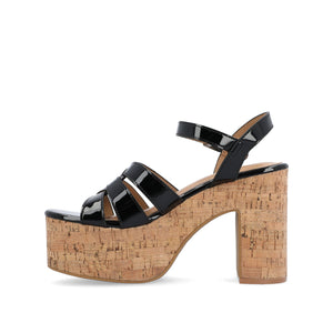 JANIA BLOCK HEELED SANDALS IN PATENT - Black