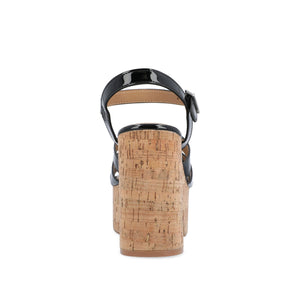 JANIA BLOCK HEELED SANDALS IN PATENT - Black