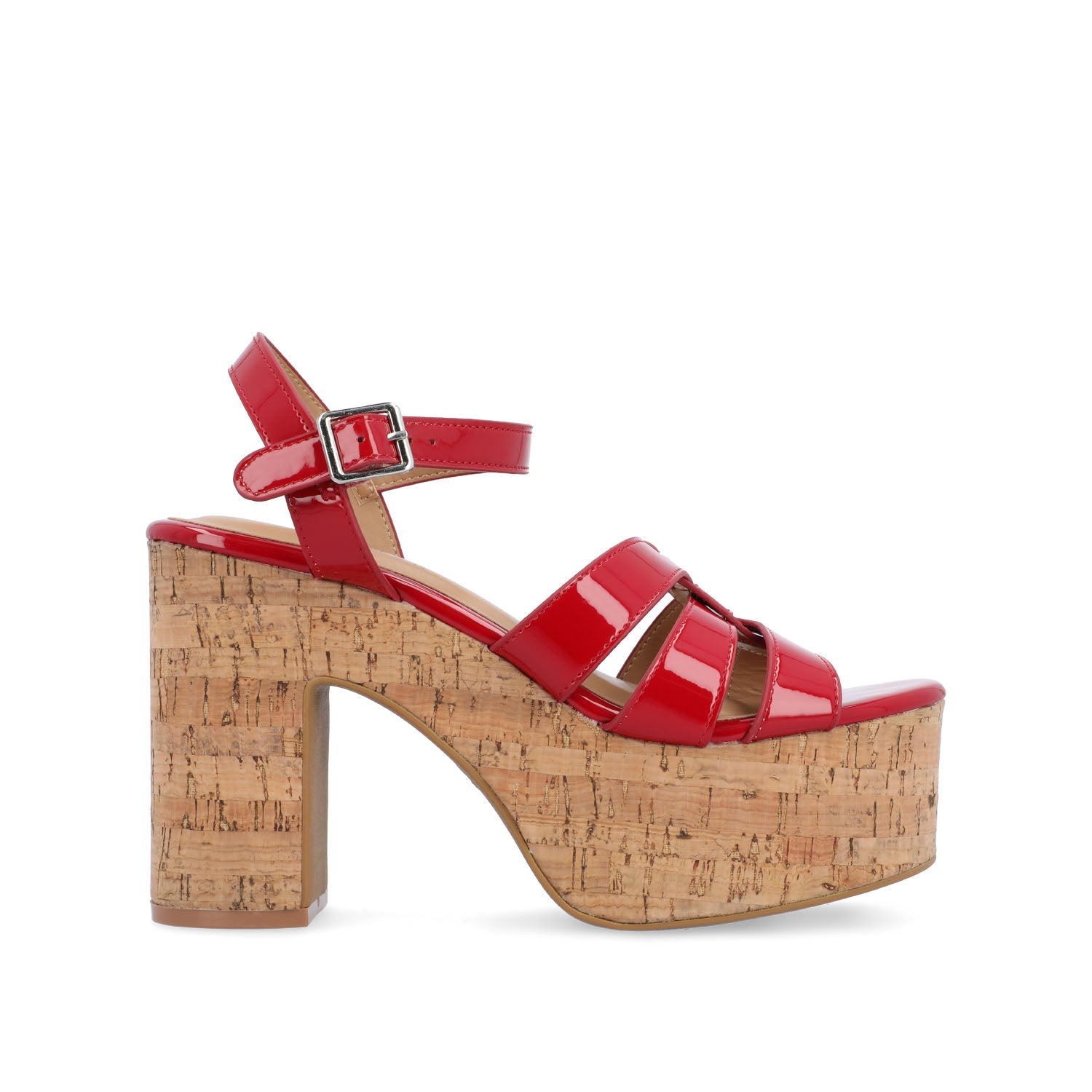 JANIA BLOCK HEELED SANDALS IN PATENT - Red