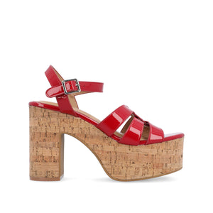 JANIA BLOCK HEELED SANDALS IN PATENT - Red