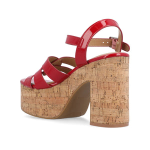 JANIA BLOCK HEELED SANDALS IN PATENT - Red