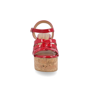 JANIA BLOCK HEELED SANDALS IN PATENT - Red