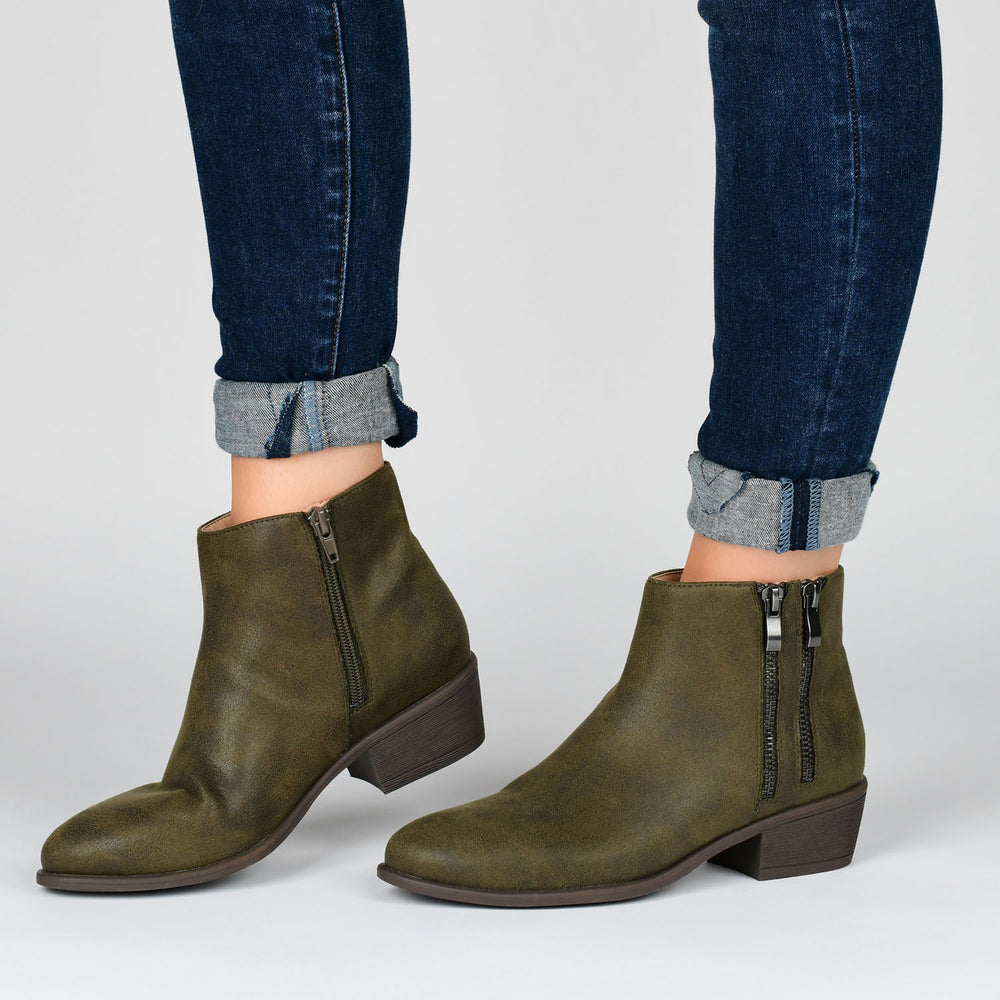 JAYDA ZIP-UP BOOTIES IN FAUX SUEDE