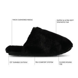 JAYDE SLIPPERS IN FAUX FUR - Black Faux Fur