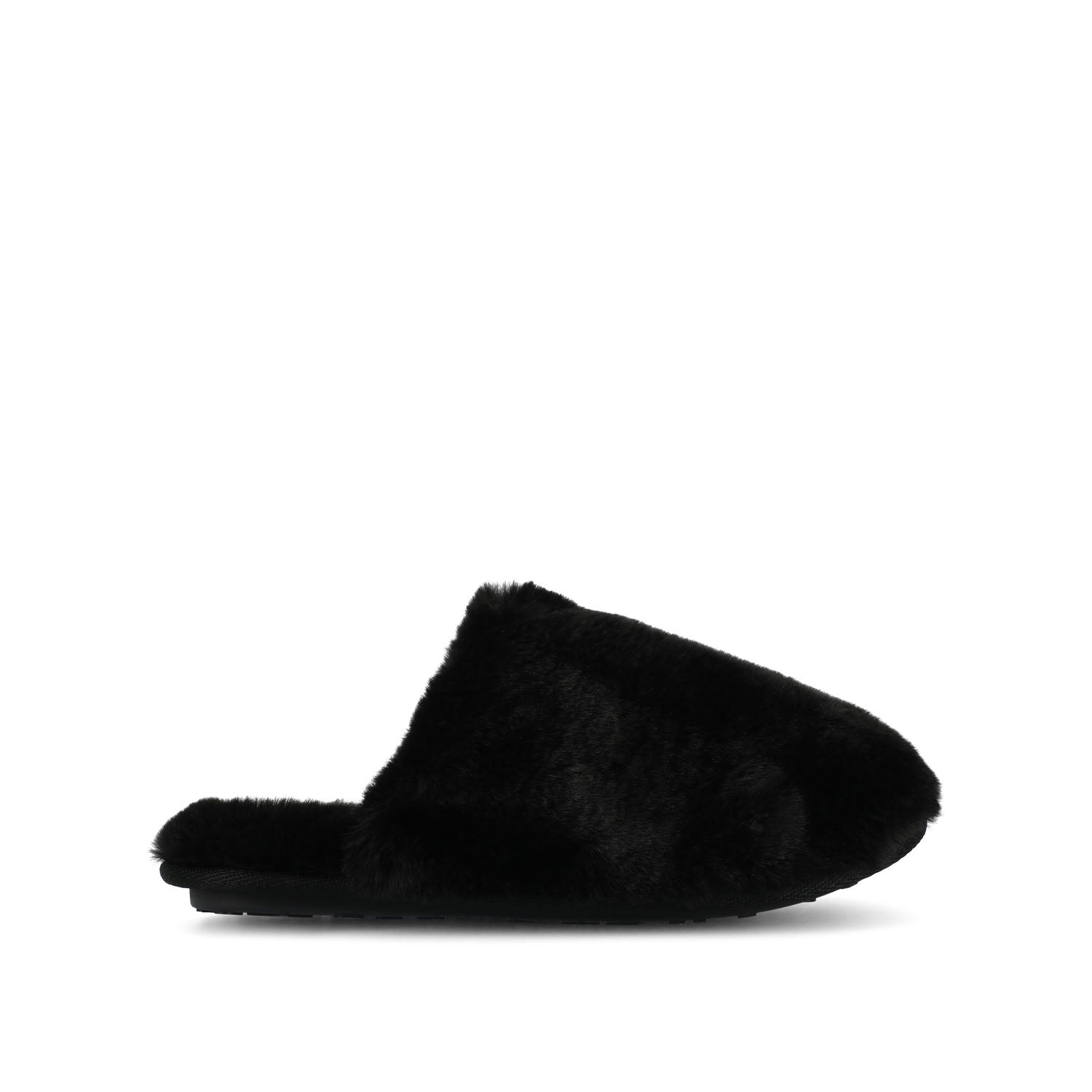 JAYDE SLIPPERS IN FAUX FUR - Black Faux Fur