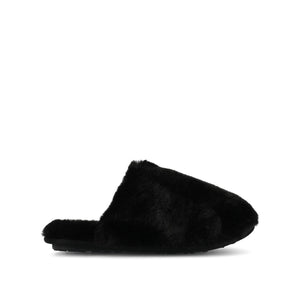 JAYDE SLIPPERS IN FAUX FUR - Black Faux Fur