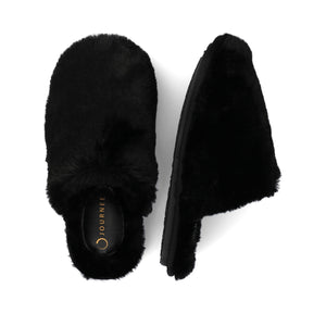 JAYDE SLIPPERS IN FAUX FUR - Black Faux Fur