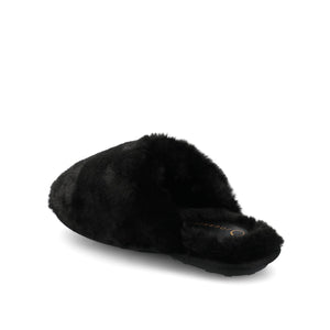 JAYDE SLIPPERS IN FAUX FUR - Black Faux Fur