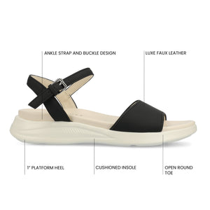 JAYLEE BUCKLE SANDALS IN VEGAN LEATHER - Black PU