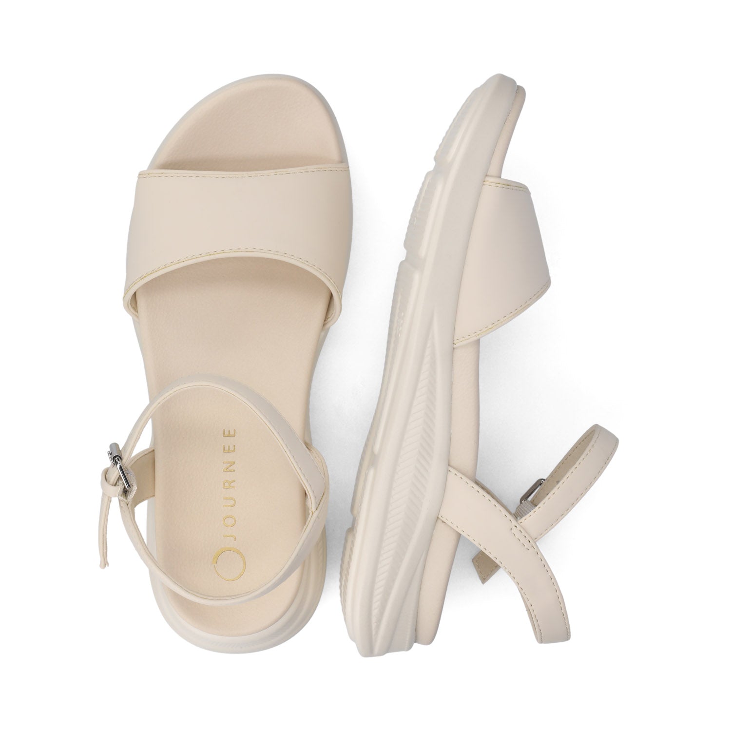 JAYLEE BUCKLE SANDALS IN VEGAN LEATHER - Bone PU