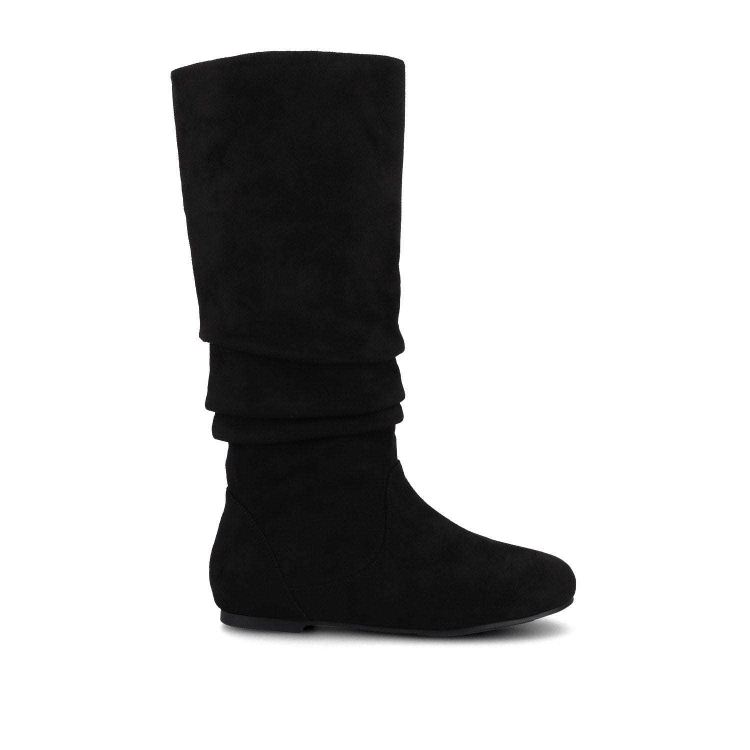 JAYNE KNEE HIGH BOOTS IN WIDE CALF - Black Faux Suede