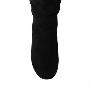 JAYNE KNEE HIGH BOOTS IN WIDE CALF - Black Faux Suede