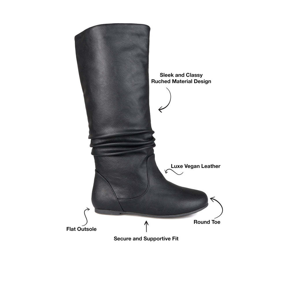 JAYNE KNEE HIGH BOOTS IN FAUX LEATHER