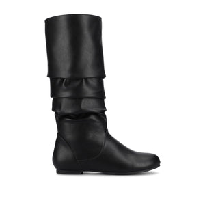 JAYNE KNEE HIGH BOOTS IN VEGAN LEATHER - Black  Faux Suede