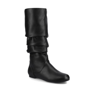 JAYNE KNEE HIGH BOOTS IN VEGAN LEATHER - Black  Faux Suede