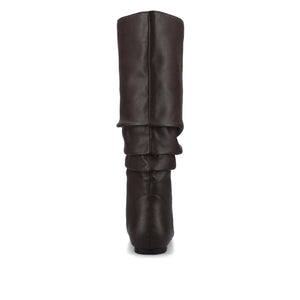 JAYNE KNEE HIGH BOOTS IN VEGAN LEATHER - Brown
