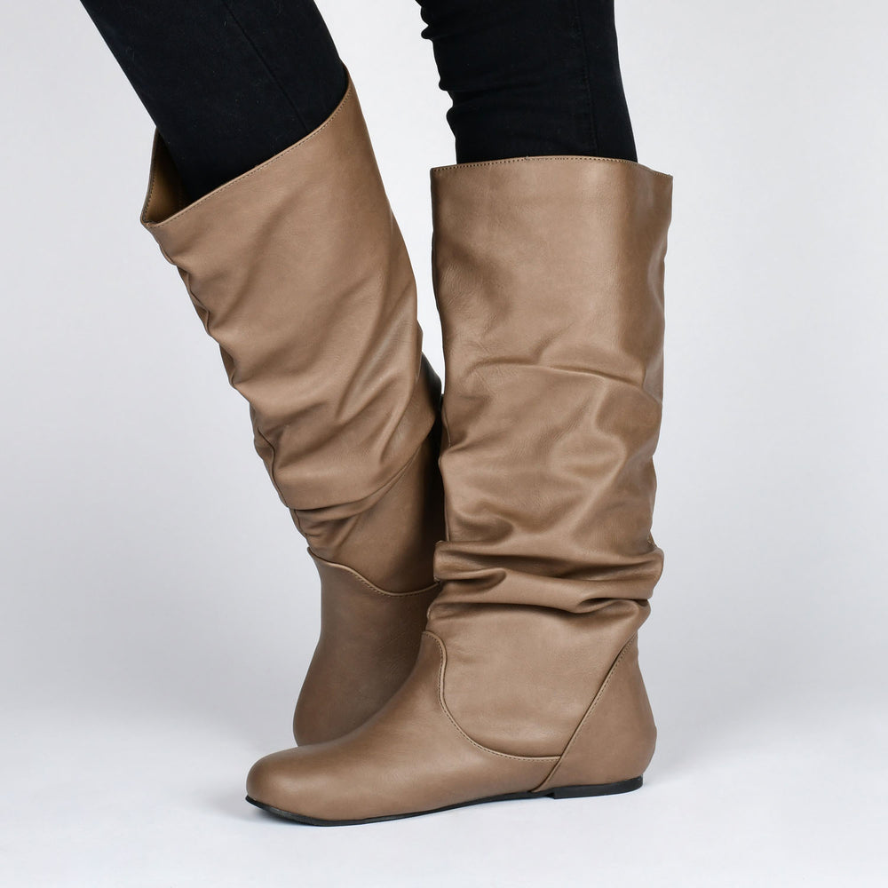 JAYNE KNEE HIGH BOOTS IN FAUX LEATHER