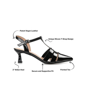 JAZLYNN BASIC T-STRAP KITTEN HEELS IN WIDE - Black