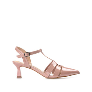 JAZLYNN T-STRAP KITTEN HEELS IN PATENT - Blush
