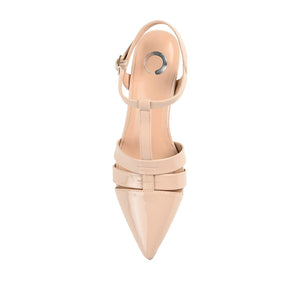JAZLYNN T-STRAP KITTEN HEELS IN PATENT - Nude