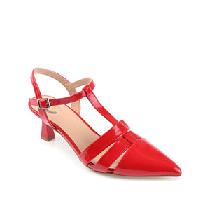 JAZLYNN T-STRAP KITTEN HEELS IN PATENT - Red