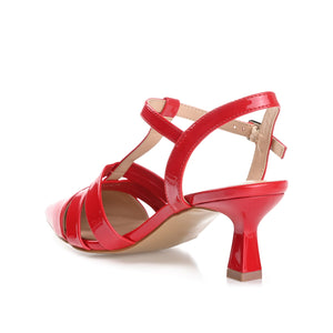 JAZLYNN T-STRAP KITTEN HEELS IN PATENT - Red