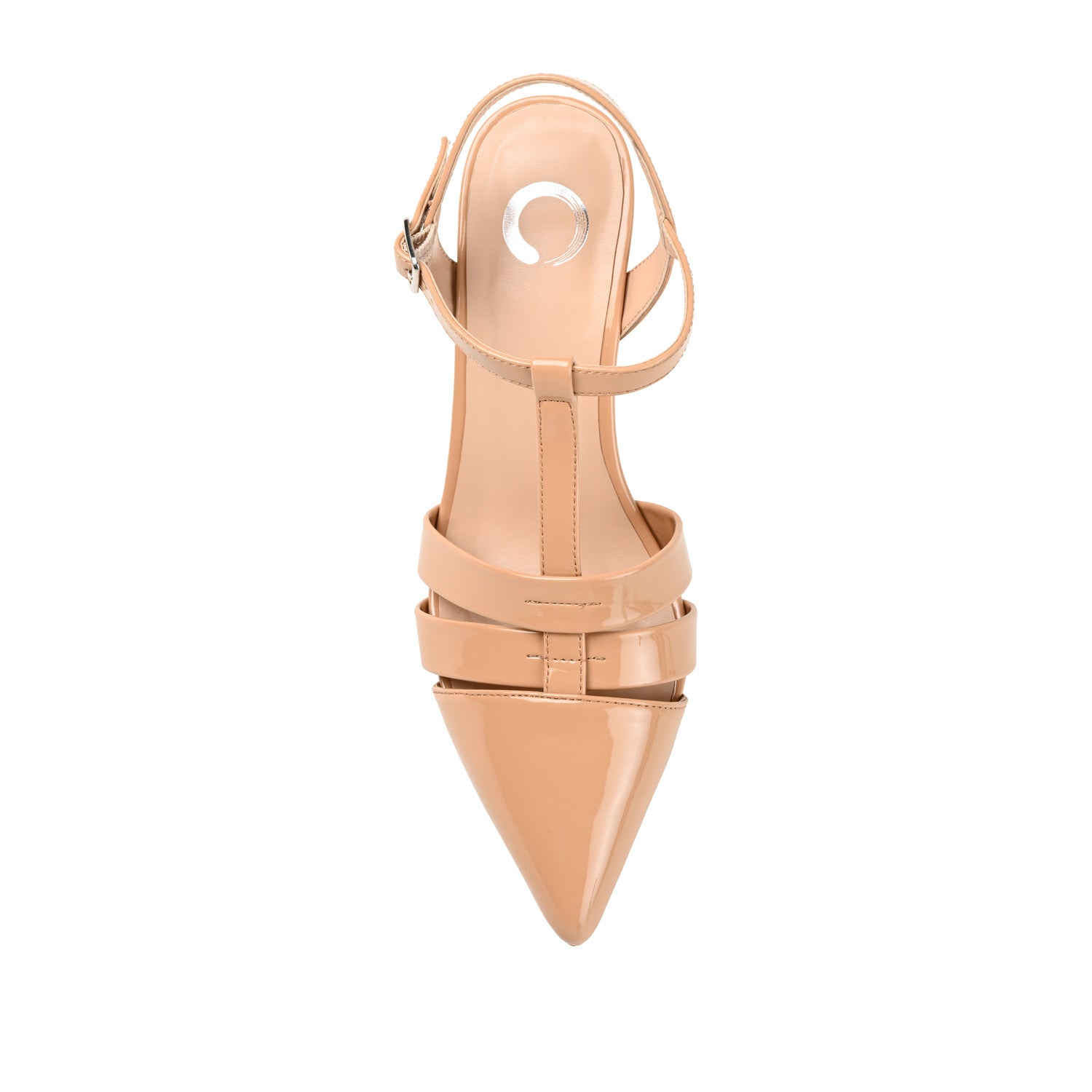 JAZLYNN T-STRAP KITTEN HEELS IN PATENT - Tan