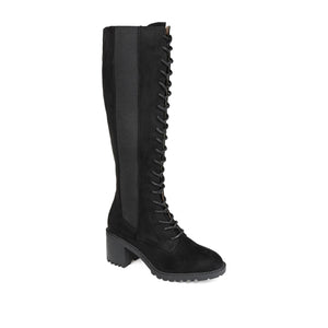 JENICCA LACE-UP BOOTS IN FAUX SUEDE - Black