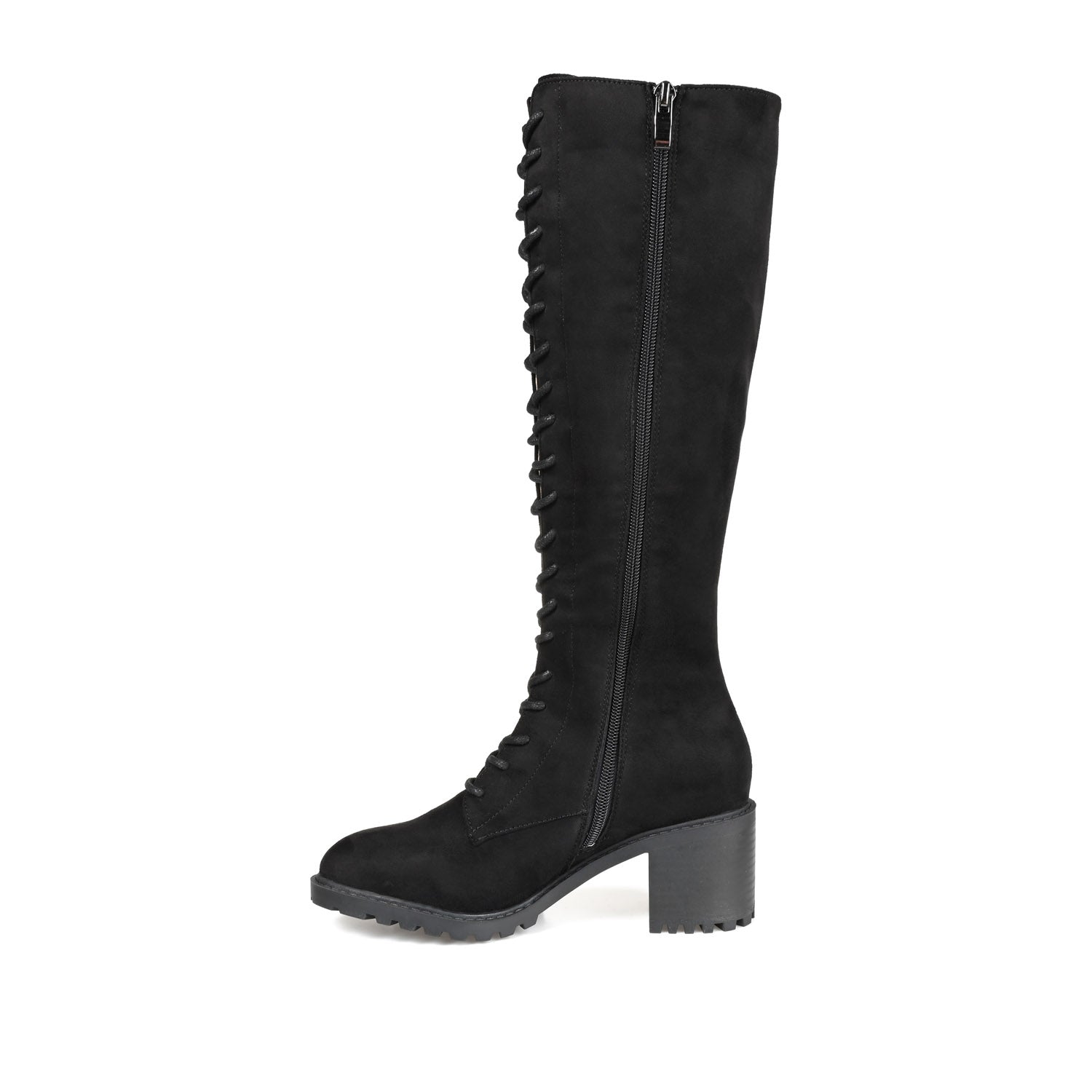 JENICCA LACE-UP BOOTS IN WIDE CALF - Black