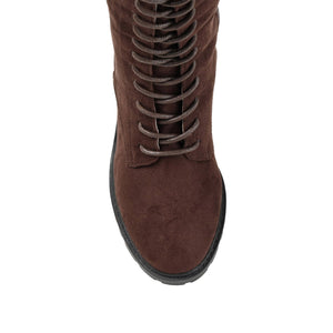 JENICCA LACE-UP BOOTS IN FAUX SUEDE - Brown