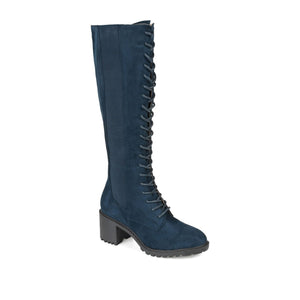 JENICCA LACE-UP BOOTS IN FAUX SUEDE - Navy Nubuck