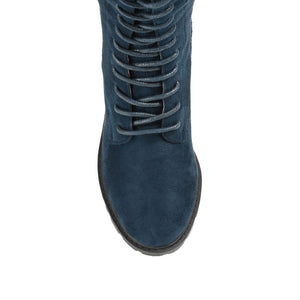 JENICCA LACE-UP BOOTS IN X-WIDE CALF - Navy Nubuck