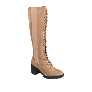 JENICCA LACE-UP BOOTS IN FAUX SUEDE - Taupe