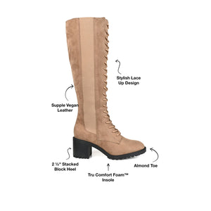 JENICCA LACE-UP BOOTS IN FAUX SUEDE - Taupe