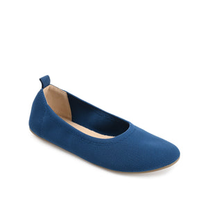 JERSIE KNIT BALLET FLATS IN WIDE - Navy Nubuck