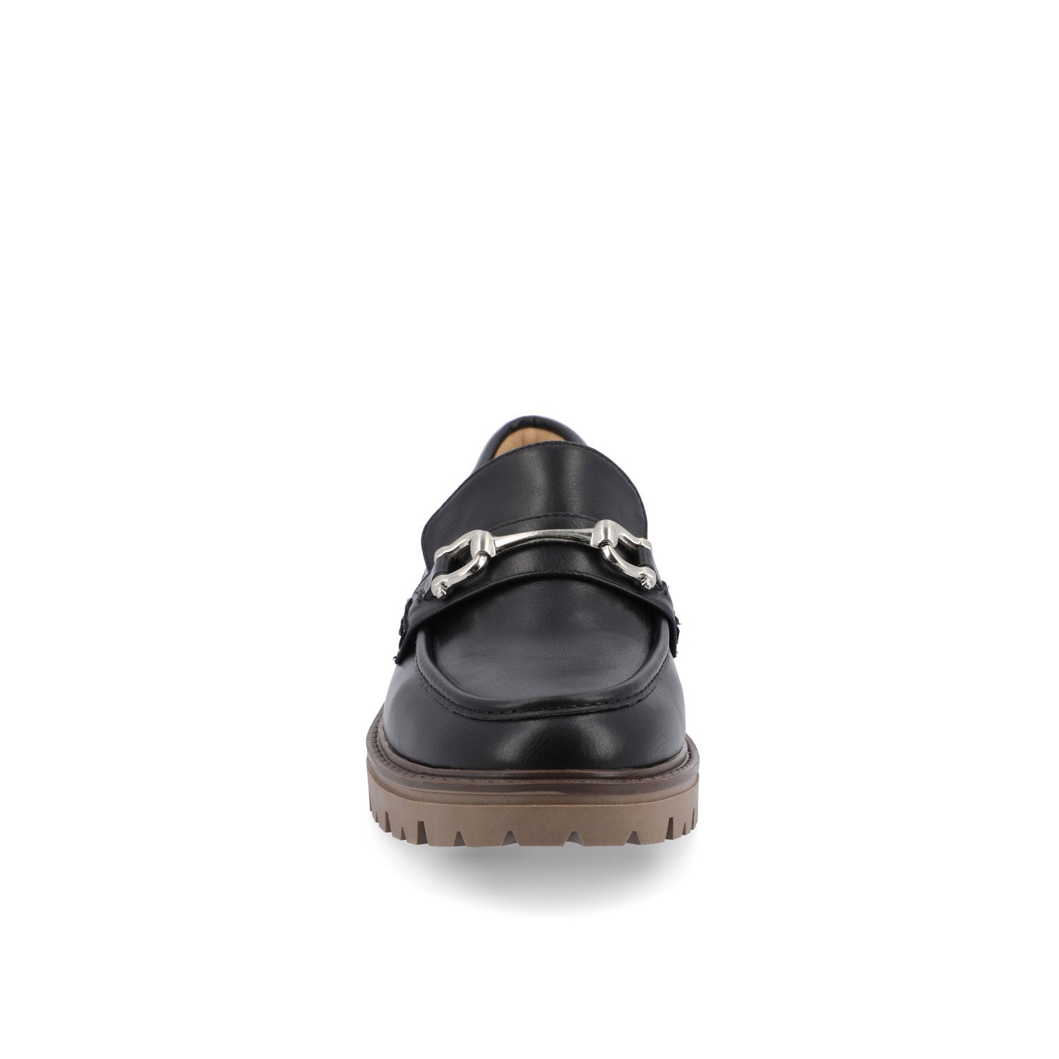 JESSAMEY HORSE BIT LOAFER FLATS - Black Vegan Leather