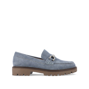 JESSAMEY HORSE BIT LOAFER FLATS - Light Blue Faux Suede