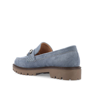 JESSAMEY HORSE BIT LOAFER FLATS - Light Blue Faux Suede