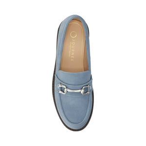 JESSAMEY HORSE BIT LOAFER FLATS IN WIDE - Light Blue Faux Suede