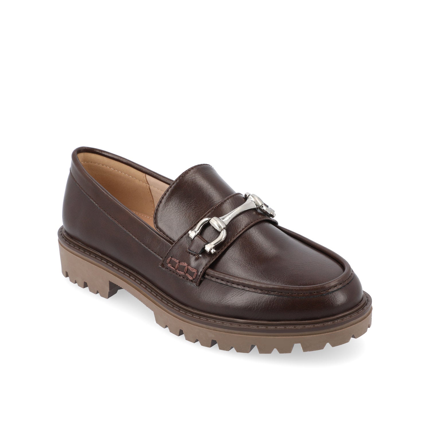 JESSAMEY HORSE BIT LOAFER FLATS - Brown Vegan Leather